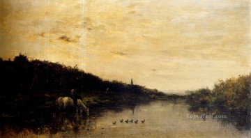 シュヴォー・オー・ボール・ド・ロワーズ バルビゾン 印象派の風景 シャルル・フランソワ・ドービニーの小川 Oil Paintings